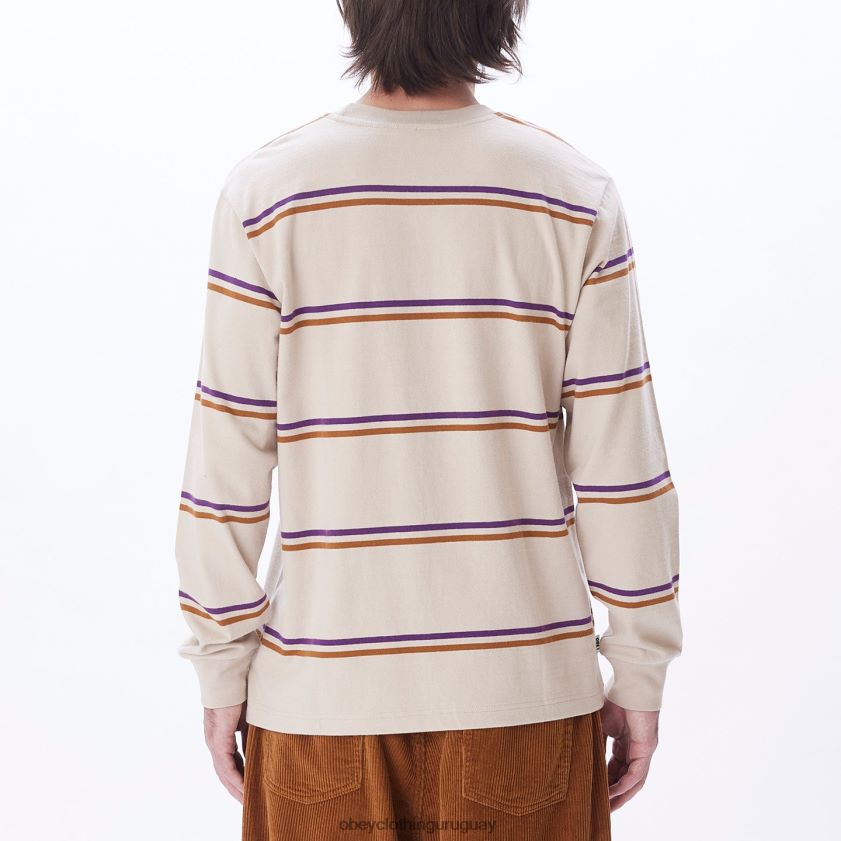 OBEY gris plata multicolor hombres punto warren stripe ls 28XT8J789