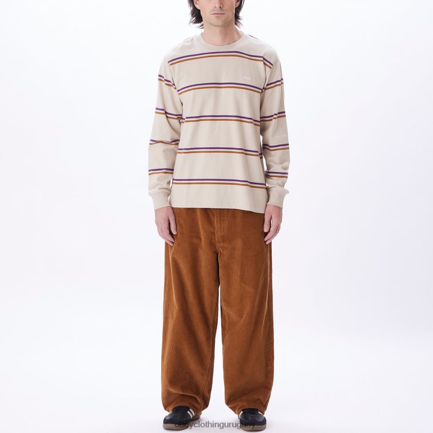 OBEY gris plata multicolor hombres punto warren stripe ls 28XT8J789