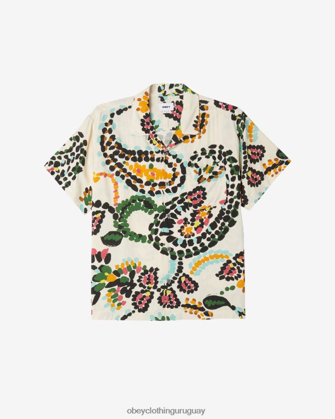 OBEY humo blanco multi hombres camisa con lunares paisley 28XT8J143