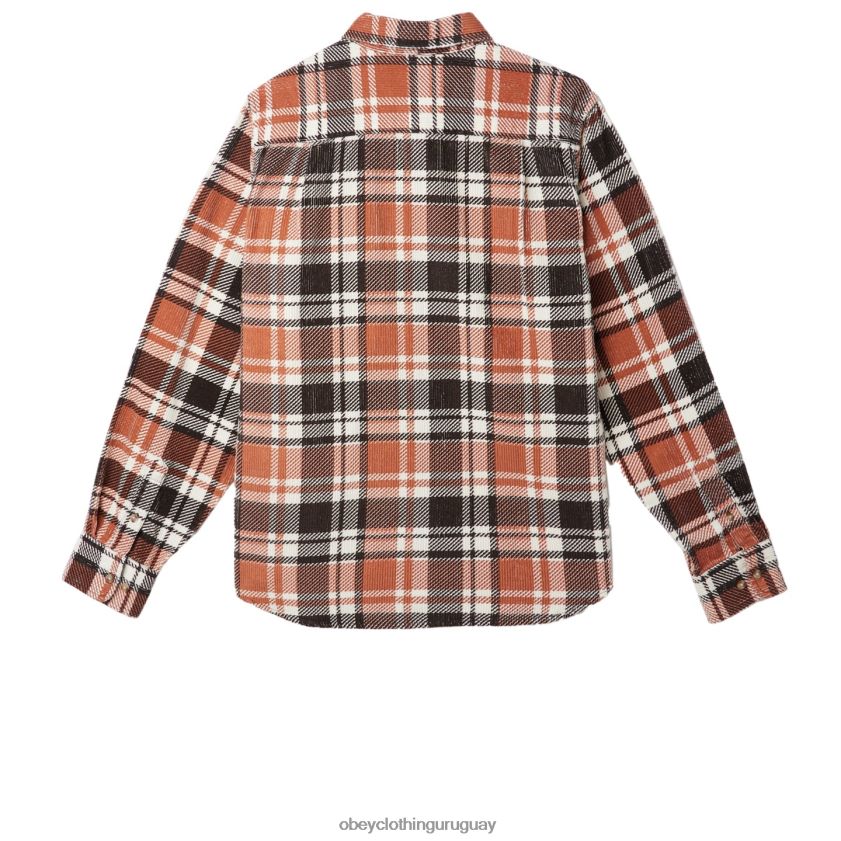 OBEY java marrón multi hombres camisa de pana benny 28XT8J761