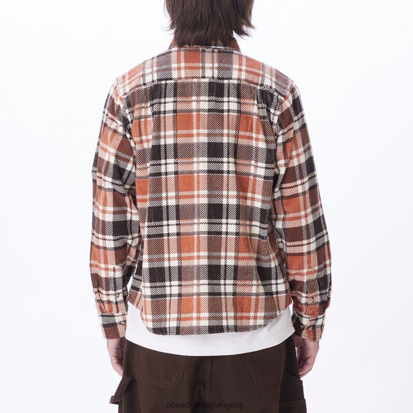 OBEY java marrón multi hombres camisa de pana benny 28XT8J761
