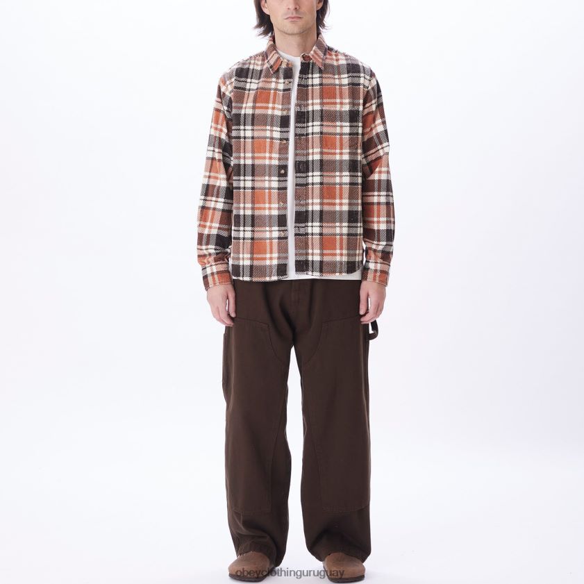 OBEY java marrón multi hombres camisa de pana benny 28XT8J761