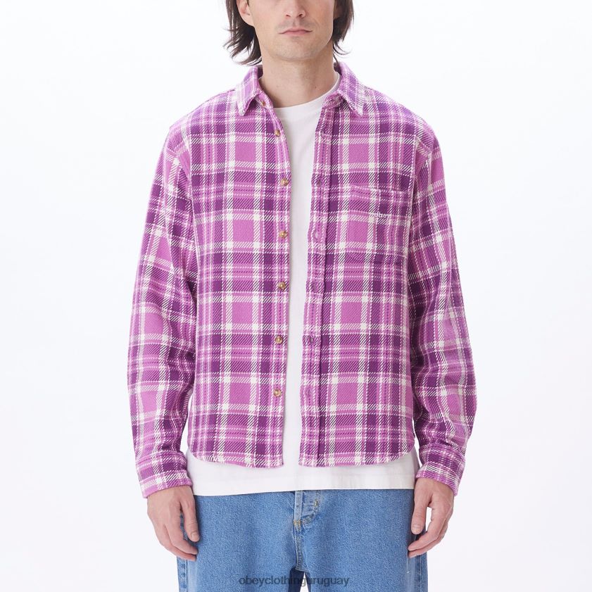 OBEY mora morada multi hombres camisa fred 28XT8J758