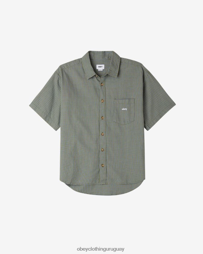 OBEY musgo verde multi hombres camisa a prueba de peces gordos 28XT8J150
