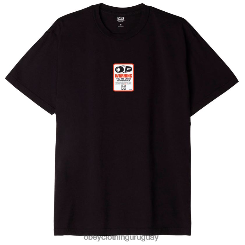 OBEY negro descolorido hombres camiseta organica vigilancia 28XT8J844