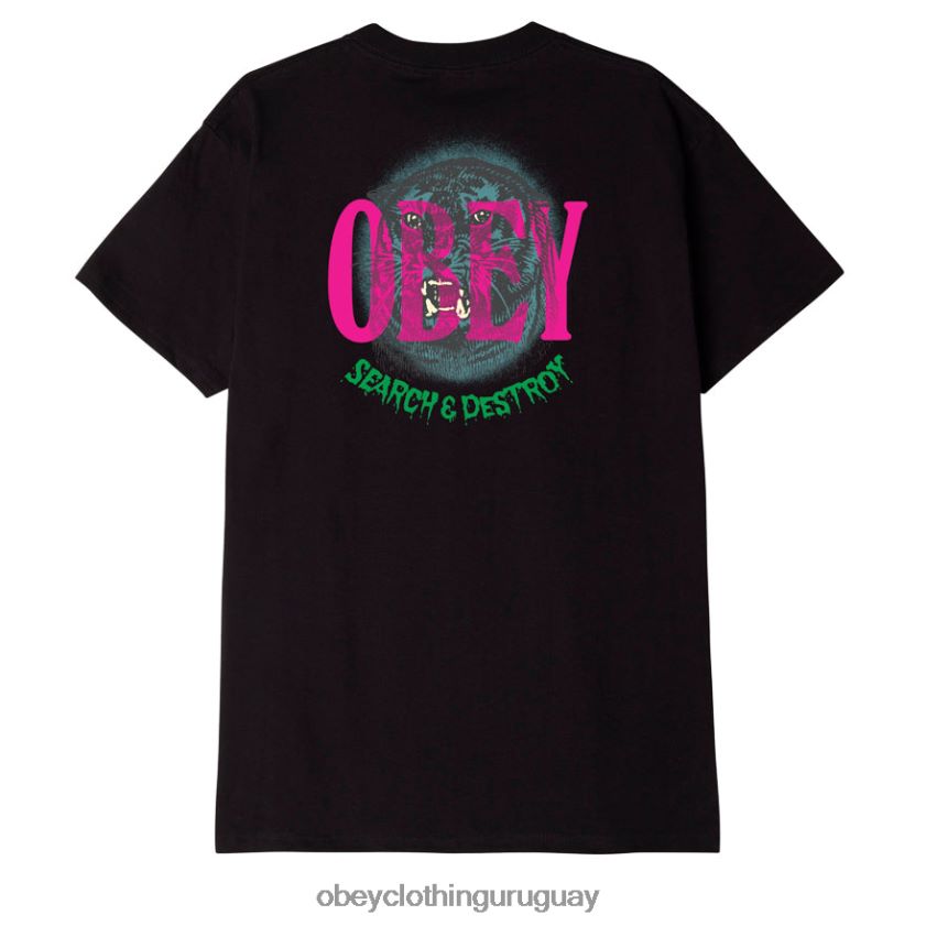 OBEY negro hombres camiseta clásica buscar y destruir tigre 28XT8J885