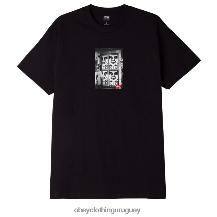 OBEY negro hombres camiseta clásica con foto de icono 28XT8J891