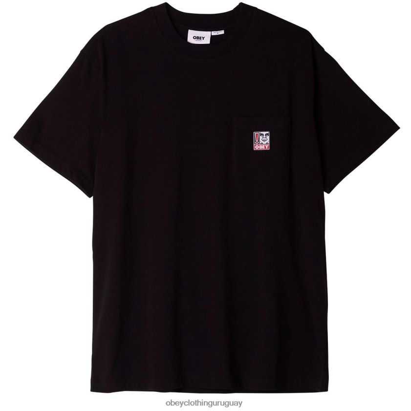 OBEY negro hombres camiseta con bolsillo de puntos 28XT8J807