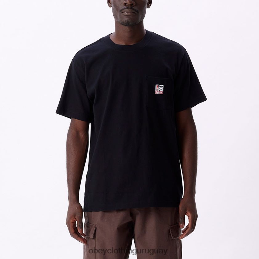 OBEY negro hombres camiseta con bolsillo de puntos 28XT8J807