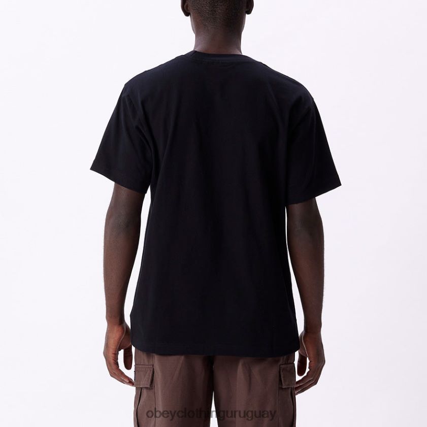 OBEY negro hombres camiseta con bolsillo de puntos 28XT8J807