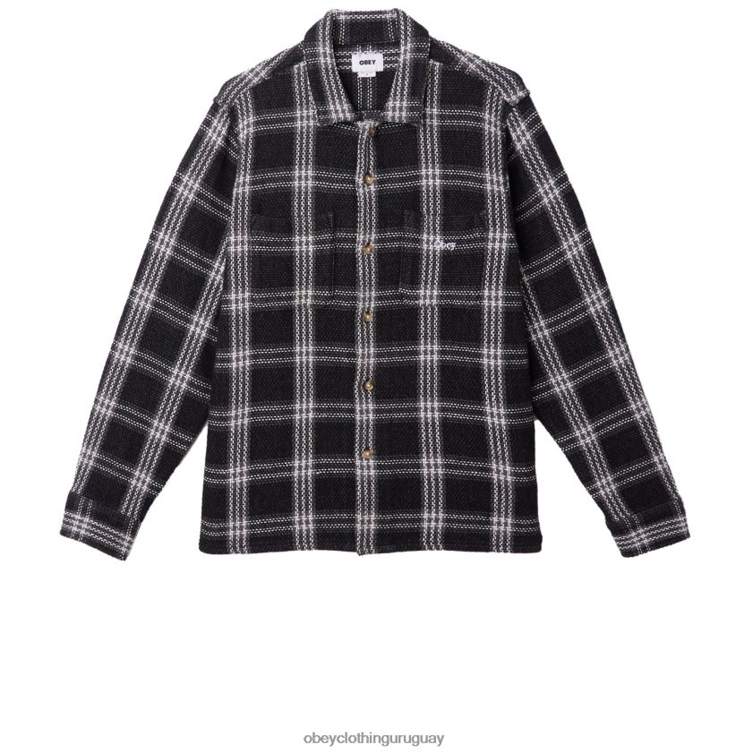 OBEY negro múltiple hombres camisa wes 28XT8J763