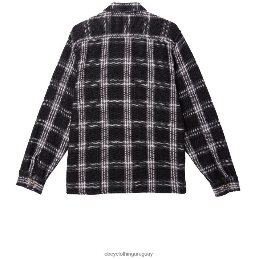 OBEY negro múltiple hombres camisa wes 28XT8J763