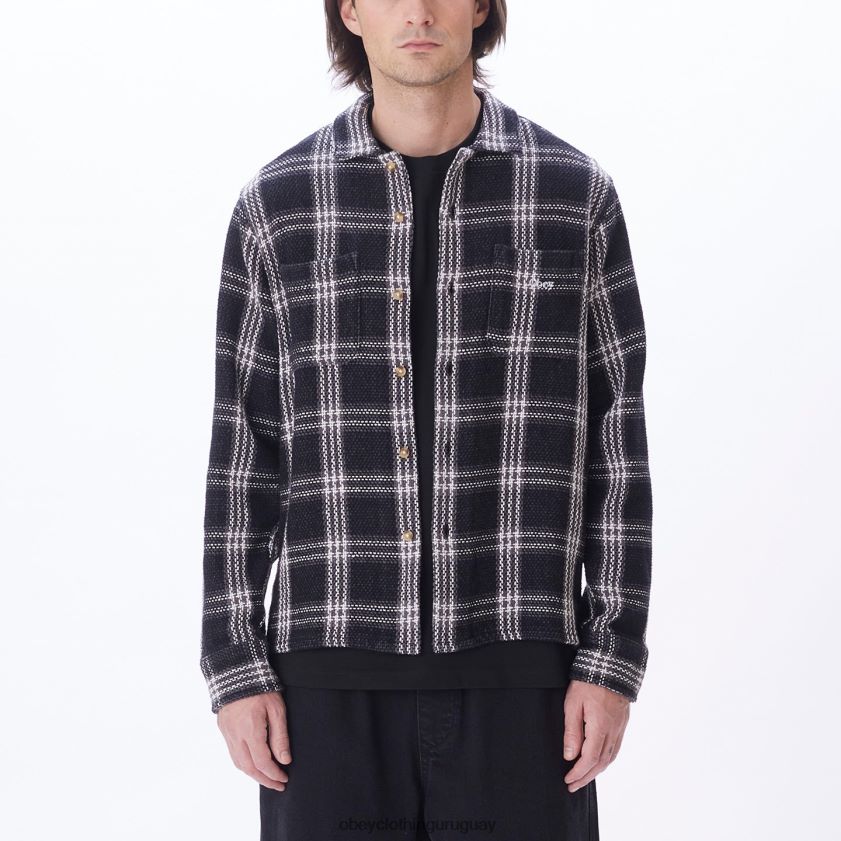 OBEY negro múltiple hombres camisa wes 28XT8J763