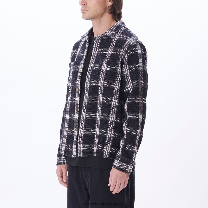 OBEY negro múltiple hombres camisa wes 28XT8J763