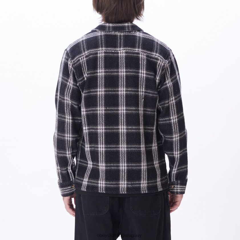 OBEY negro múltiple hombres camisa wes 28XT8J763