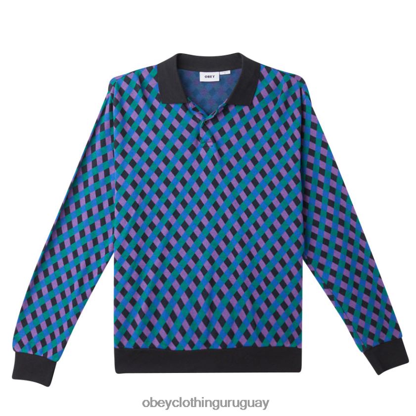 OBEY negro múltiple hombres polo capri jaquard 28XT8J784