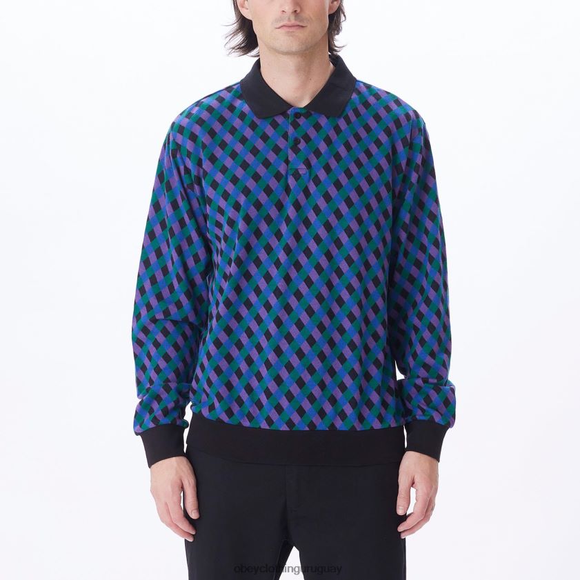 OBEY negro múltiple hombres polo capri jaquard 28XT8J784