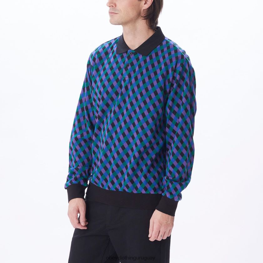 OBEY negro múltiple hombres polo capri jaquard 28XT8J784