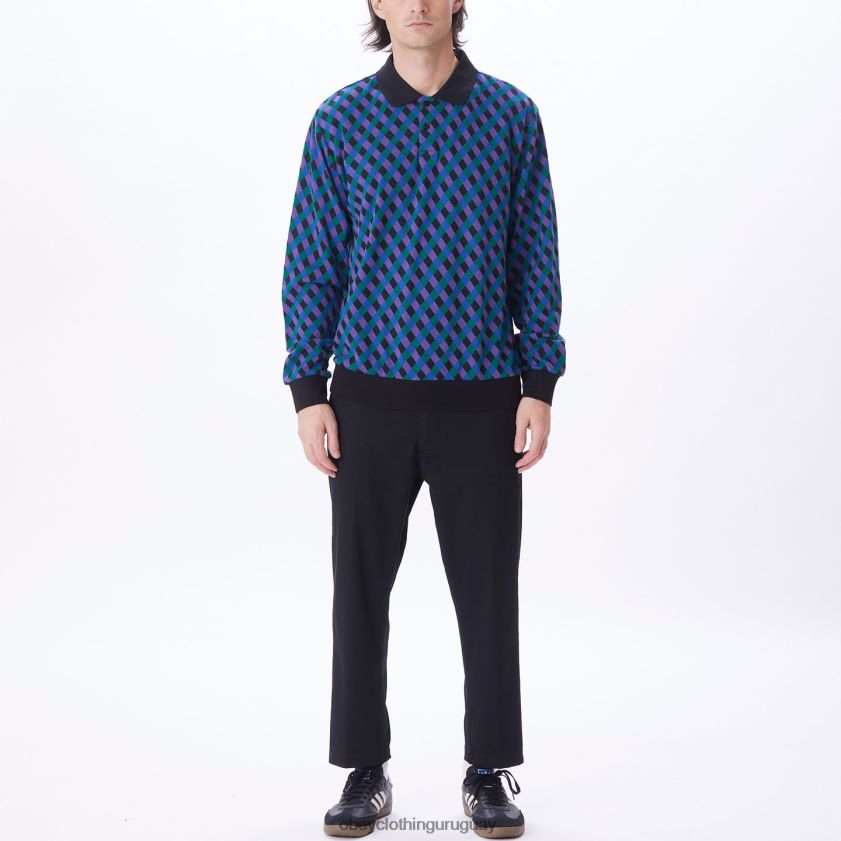 OBEY negro múltiple hombres polo capri jaquard 28XT8J784
