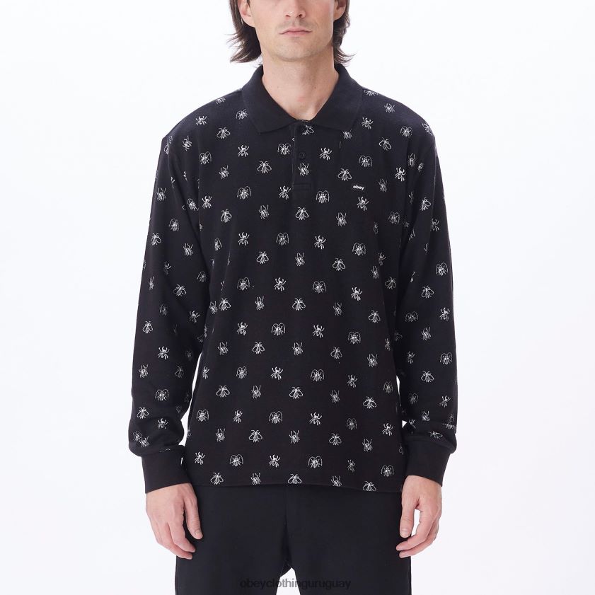 OBEY negro múltiple hombres polo plaga jaquard ls 28XT8J782
