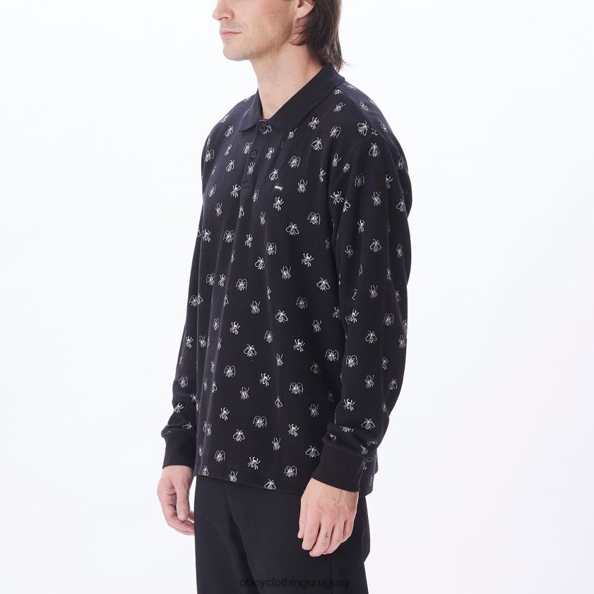 OBEY negro múltiple hombres polo plaga jaquard ls 28XT8J782