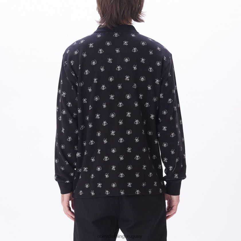 OBEY negro múltiple hombres polo plaga jaquard ls 28XT8J782