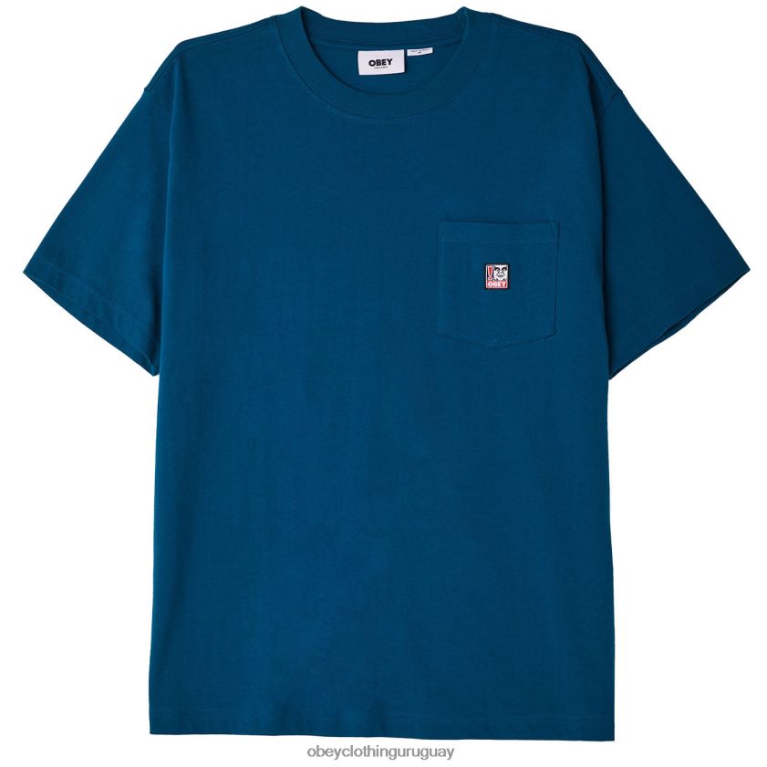 OBEY océano profundo hombres camiseta con bolsillo de puntos 28XT8J803