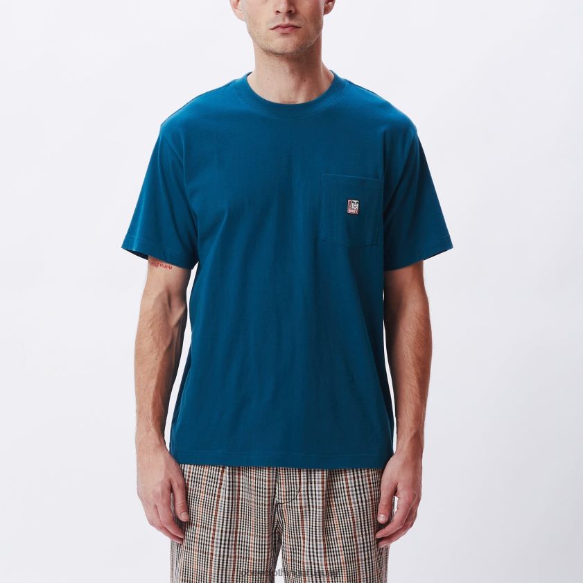 OBEY océano profundo hombres camiseta con bolsillo de puntos 28XT8J803