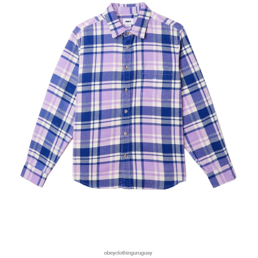 OBEY rosa morada multi hombres camisa de pana benny 28XT8J762