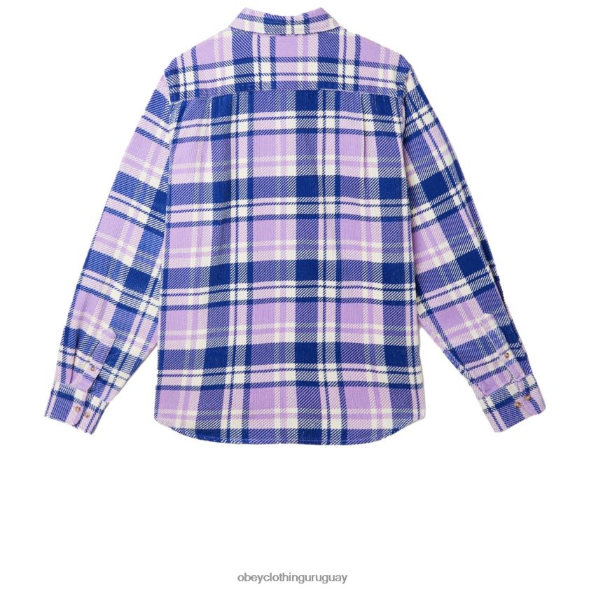 OBEY rosa morada multi hombres camisa de pana benny 28XT8J762