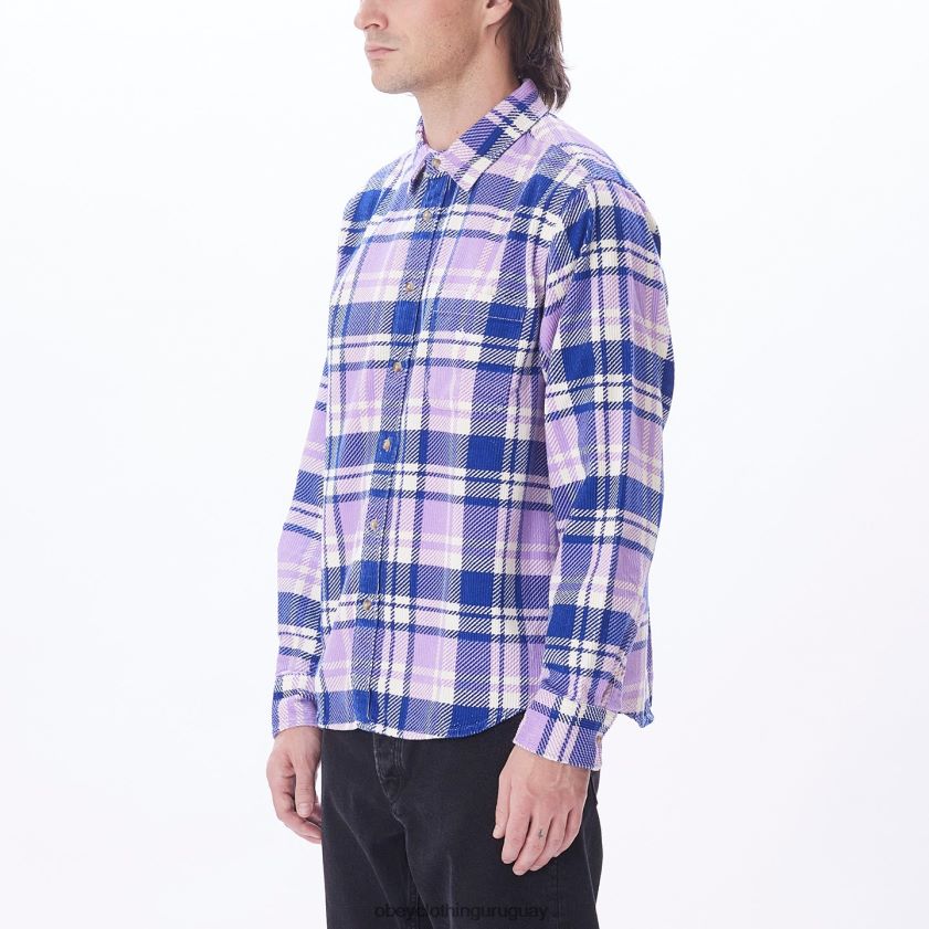 OBEY rosa morada multi hombres camisa de pana benny 28XT8J762