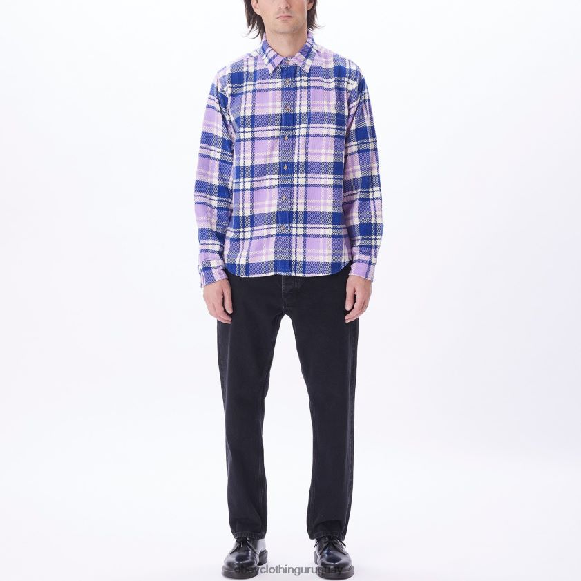 OBEY rosa morada multi hombres camisa de pana benny 28XT8J762