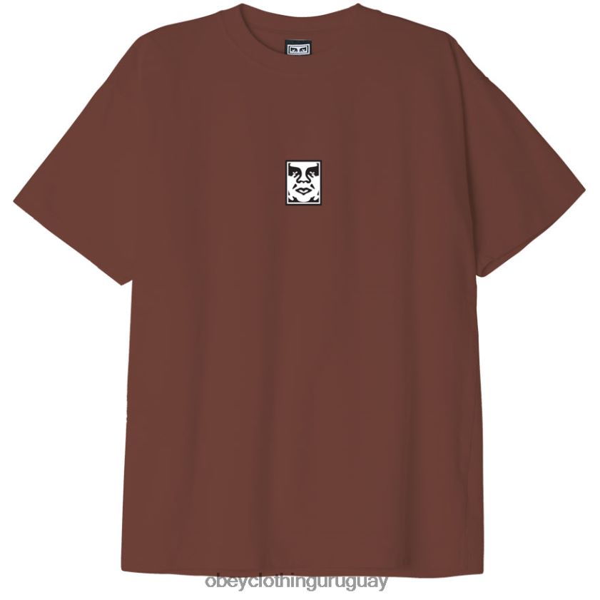 OBEY sepia hombres camiseta con icono de peso pesado 28XT8J849