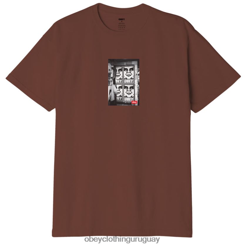 OBEY sepia hombres camiseta orgánica con foto icono 28XT8J842