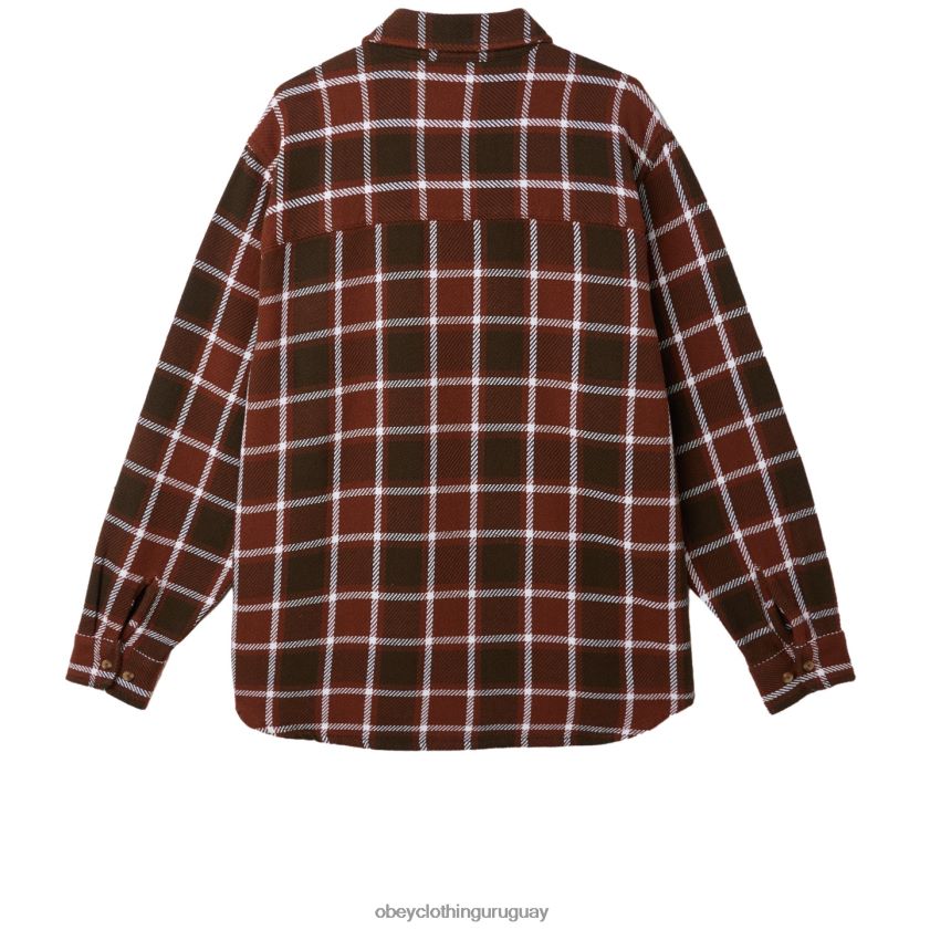 OBEY sepia múltiple hombres camisa a cuadros pez gordo 28XT8J755