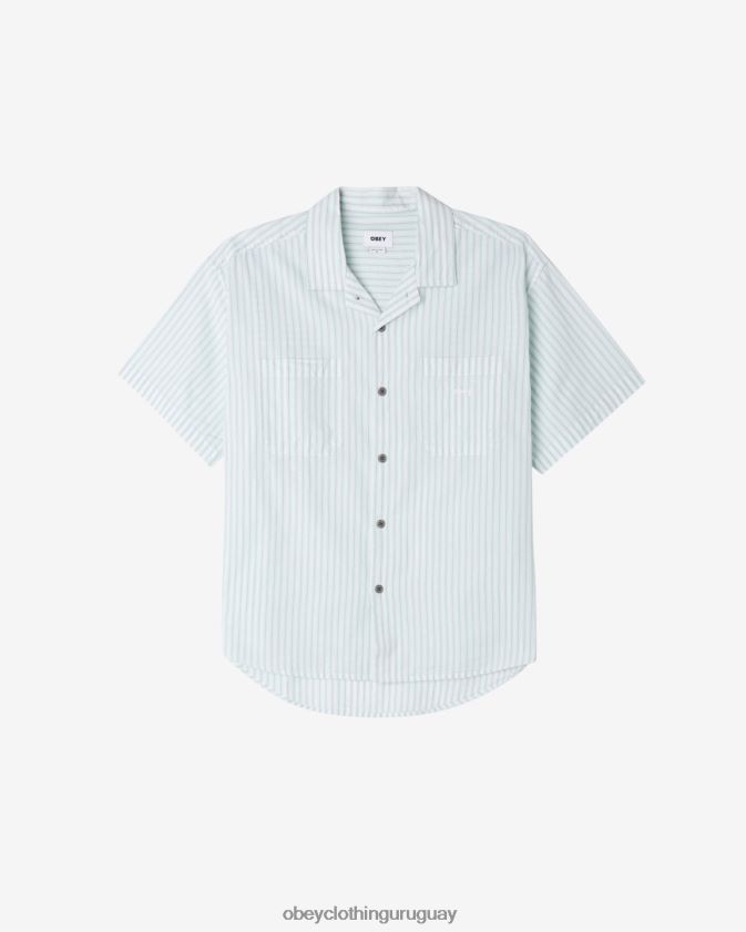 OBEY spray de surf multi hombres camisa a rayas de pez gordo 28XT8J152