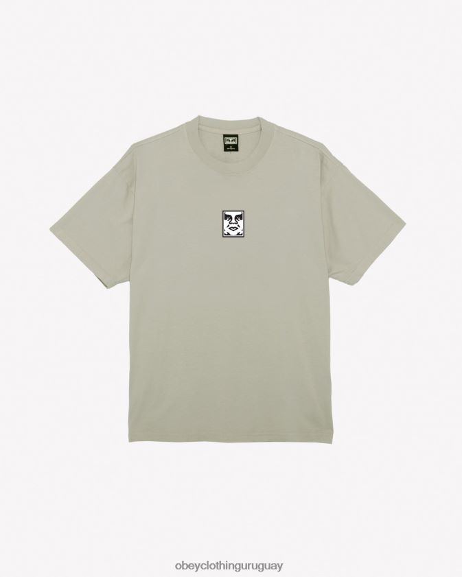 OBEY Gris plateado hombres camiseta con icono de peso pesado 28XT8J278