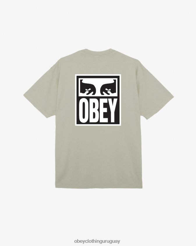 OBEY Gris plateado hombres camiseta de peso pesado Eyes Icon II 28XT8J274