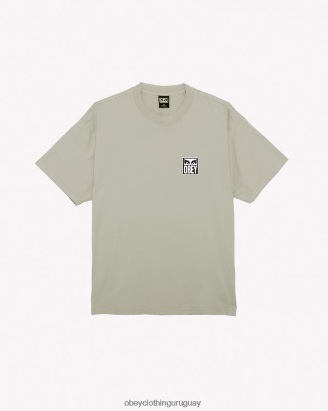 OBEY Gris plateado hombres camiseta de peso pesado Eyes Icon II 28XT8J274