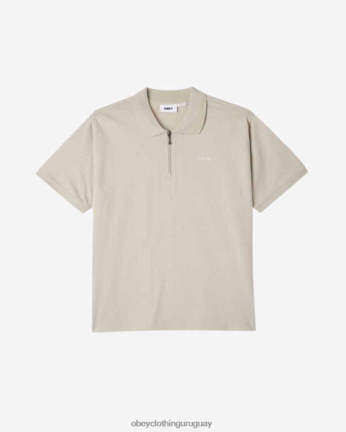 OBEY Gris plateado hombres polo con cremallera de escape 28XT8J116