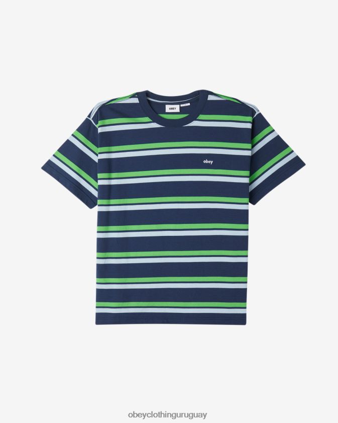 OBEY academia marina hombres camiseta con rayas distanciadas 28XT8J106