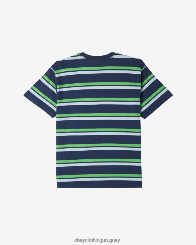 OBEY academia marina hombres camiseta con rayas distanciadas 28XT8J106
