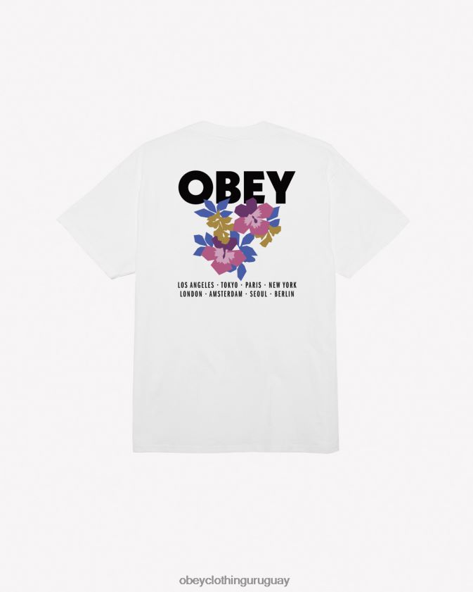 OBEY blanco hombres camiseta clásica con jardín floral 28XT8J290