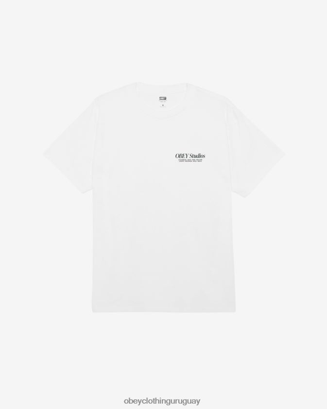 OBEY blanco hombres camiseta clásica de estudios 28XT8J318