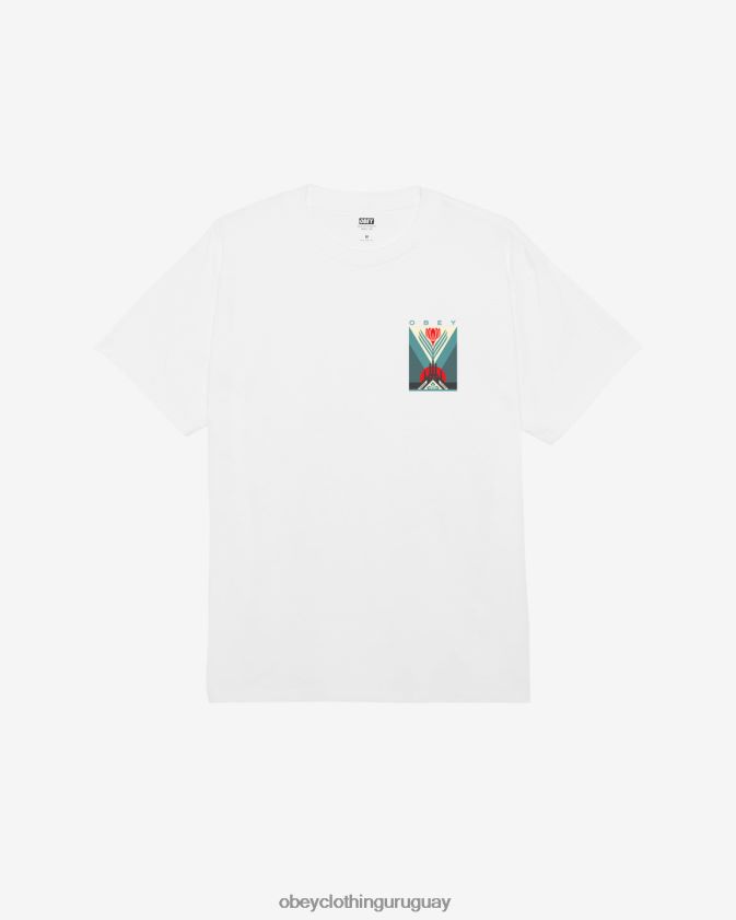 OBEY blanco hombres camiseta clásica de fábrica de energía verde 28XT8J332
