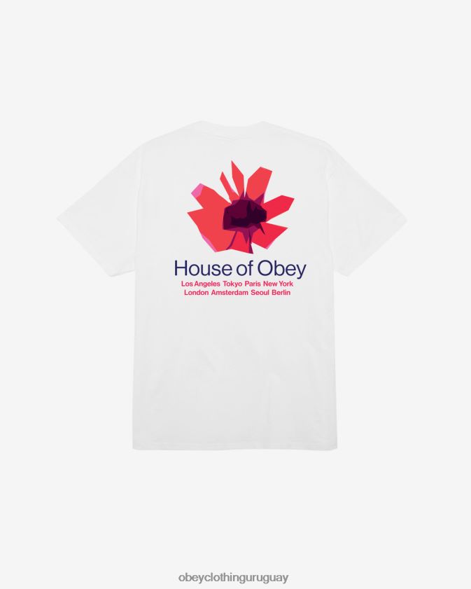 OBEY blanco hombres camiseta clásica de la casa de flores 28XT8J309