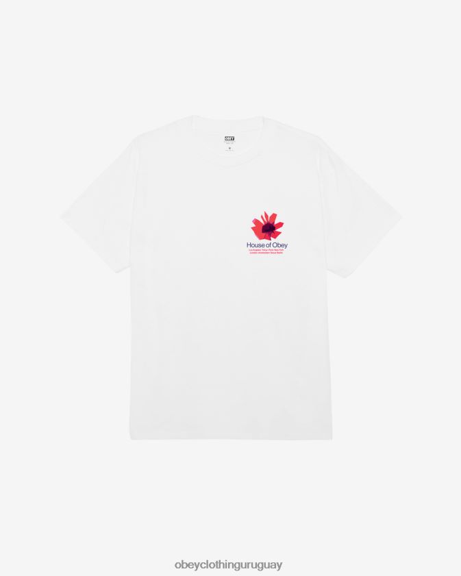 OBEY blanco hombres camiseta clásica de la casa de flores 28XT8J309
