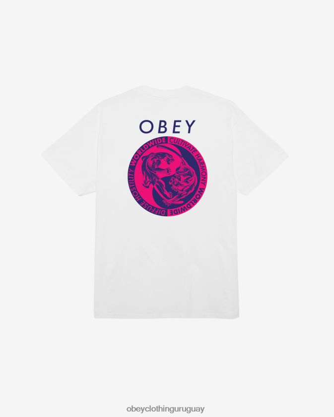 OBEY blanco hombres camiseta clásica panteras yin yang 28XT8J339