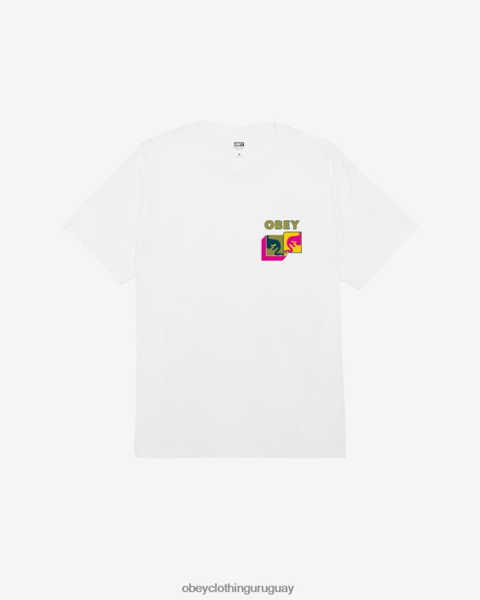 OBEY blanco hombres camiseta clásica postmoderna 28XT8J328
