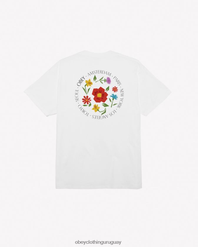 OBEY blanco hombres camiseta clasica flores de la ciudad 28XT8J303